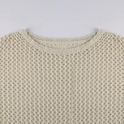 Fish Net Pullovers Crewneck Retro Sweater