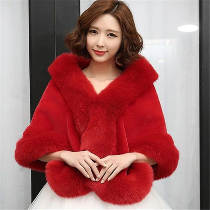 Faux Fur Wraps Coat White Shrug Women Jacket