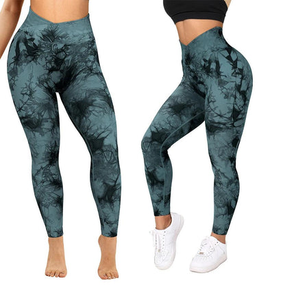 Stylish Tie Dye V Cut Fitness Leggings: Push Up Design, Gym-Ready, Seamless Yoga Pants