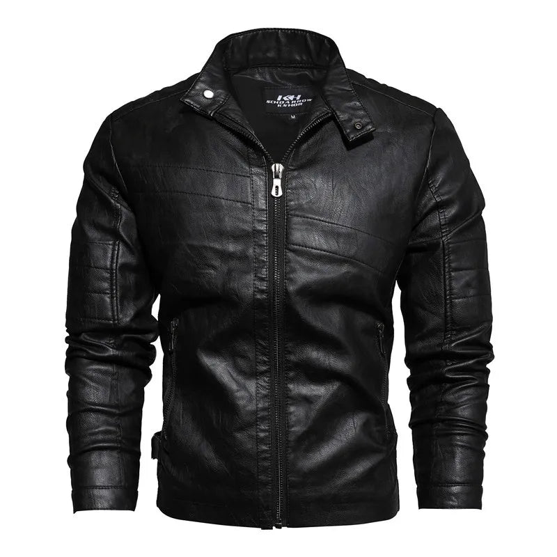 Men's Vintage Leather Motorcycle Jacket Men Casual Winter Jacket Male Fleece Warm Biker Coats riding jacket