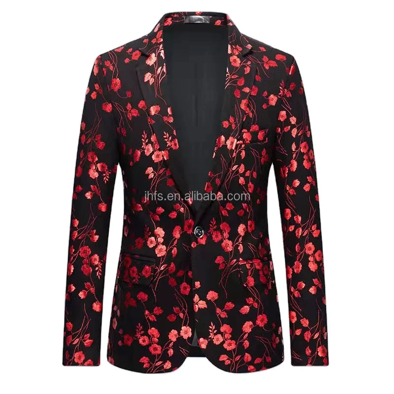 High-Quality Gentleman Floral Men's Blazer Jackets