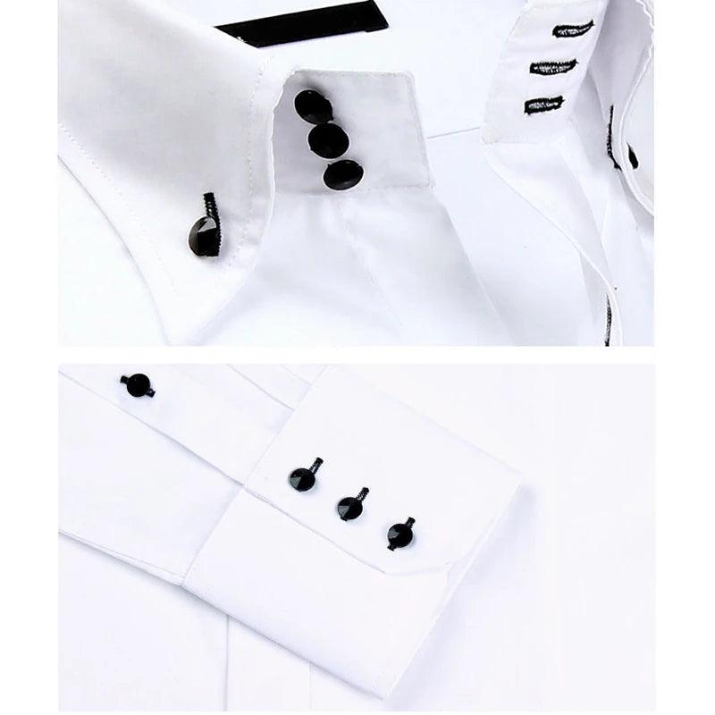 Men's Casual Long Sleeve Button-down Collared Dressy Shirt Slim Fit