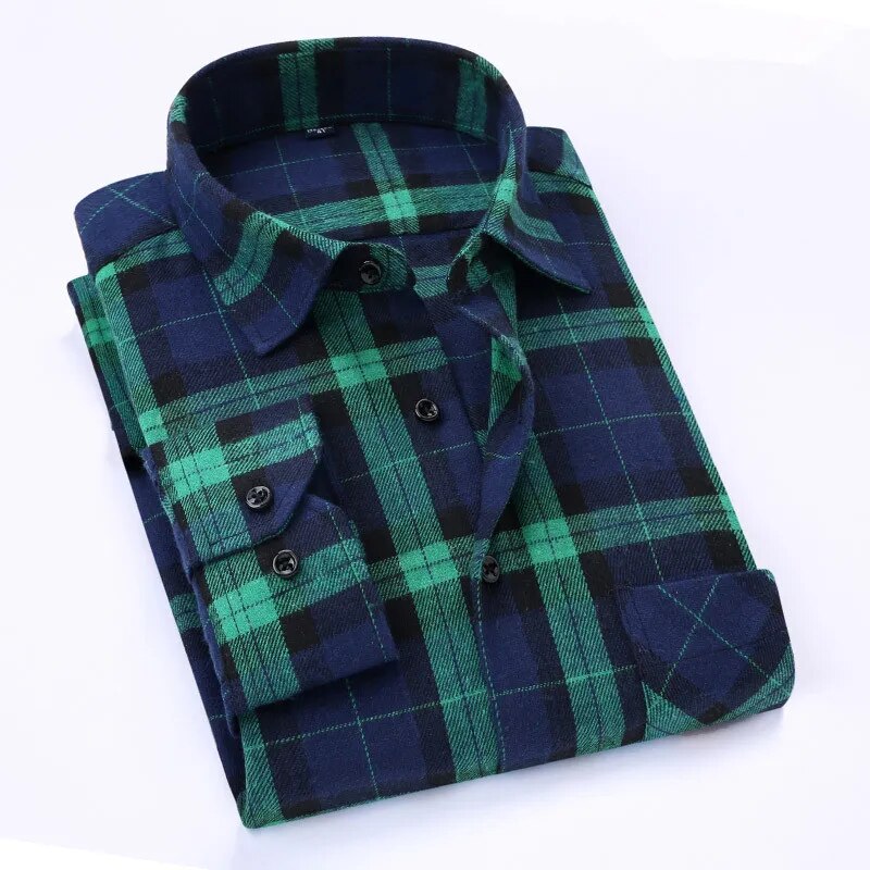 Men's Winter Flannel Checkered Shirts Long Sleeve