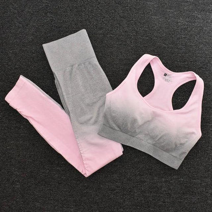 Yoga Set: High Quality Seamless Leggings with Long Sleeve and Crop Top