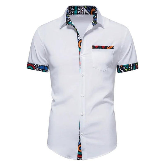 Summer Men's Casual T-Shirt: African Style Print Short Sleeve