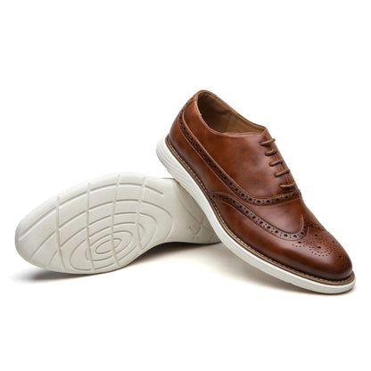 Elegant Lace-up Oxford Leather Shoes: Lightweight Men's Casual Style