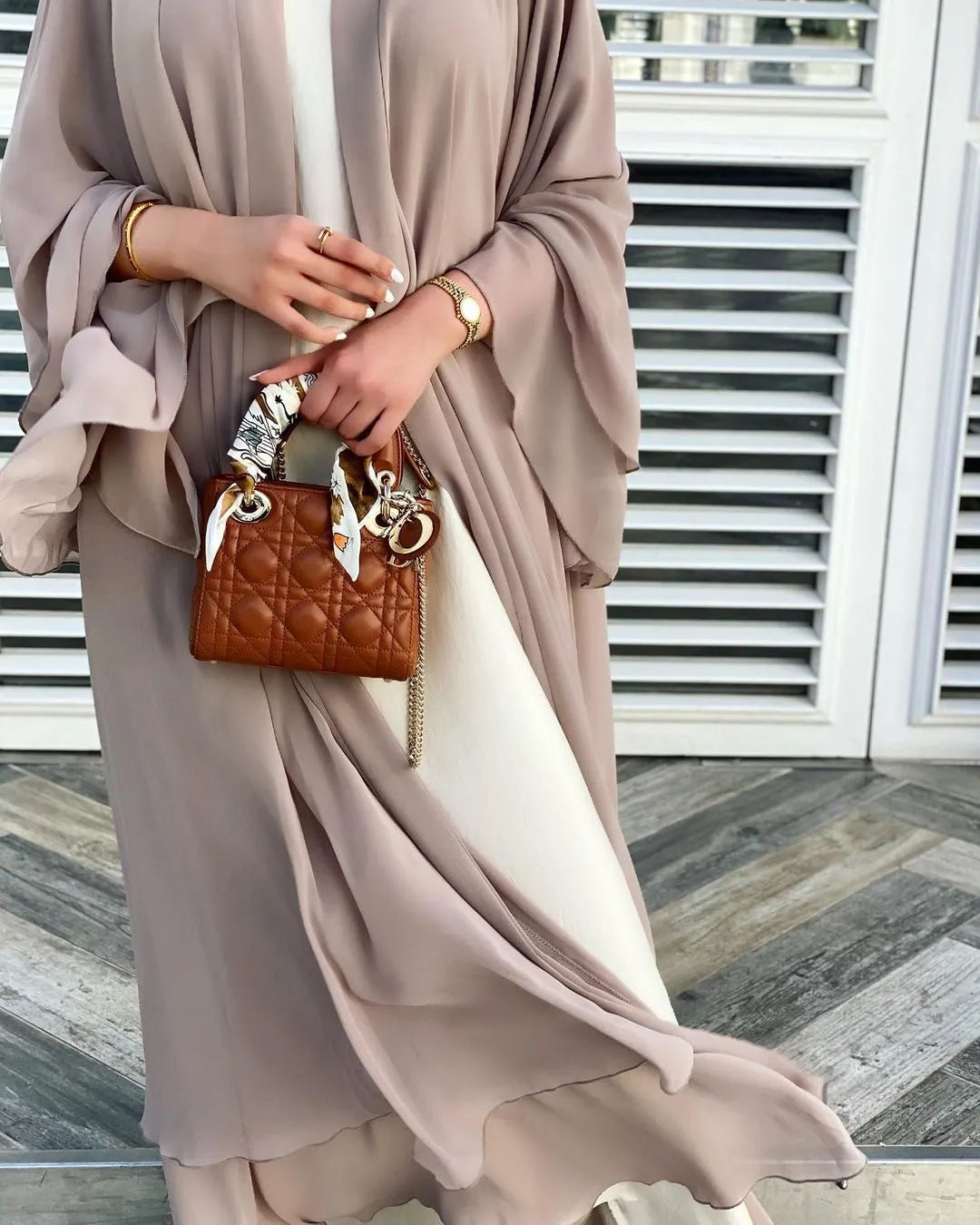 Chiffon Abaya Casual With Belt and Scarf