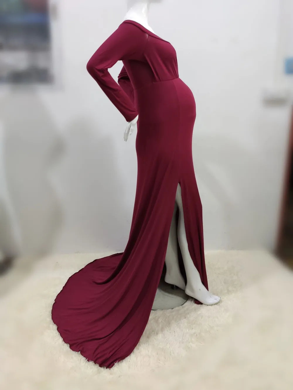 Shoulder-less Maternity Dresses Maxi Gown Long