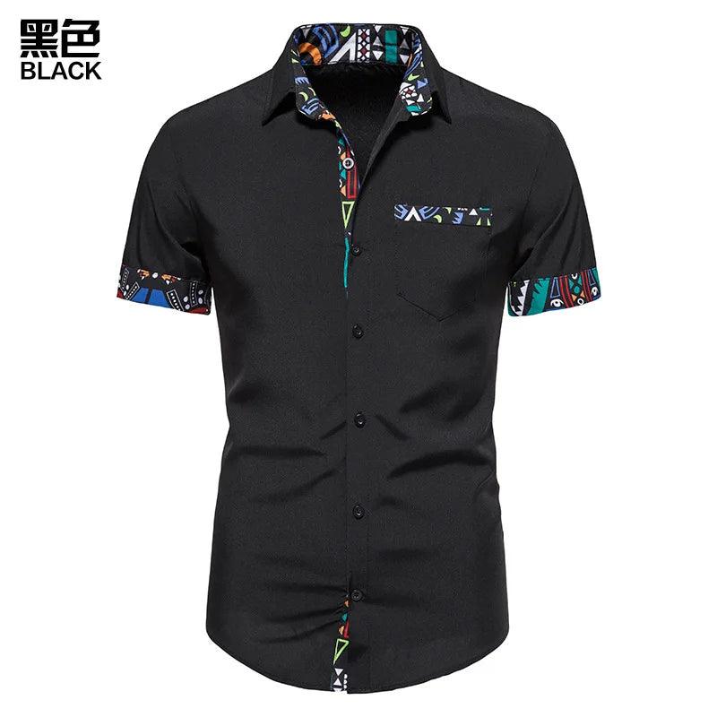 Summer Men's Casual T-Shirt: African Style Print Short Sleeve