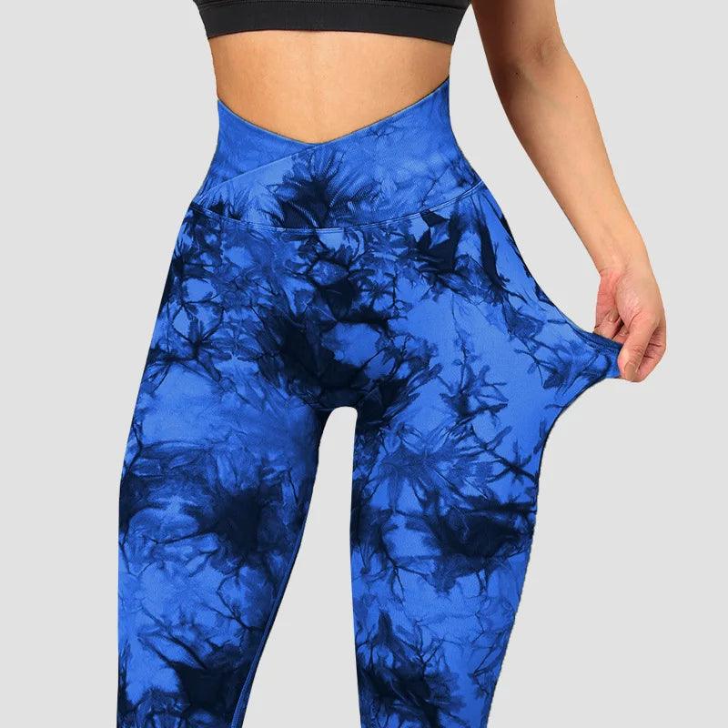 Stylish Tie Dye V Cut Fitness Leggings: Push Up Design, Gym-Ready, Seamless Yoga Pants