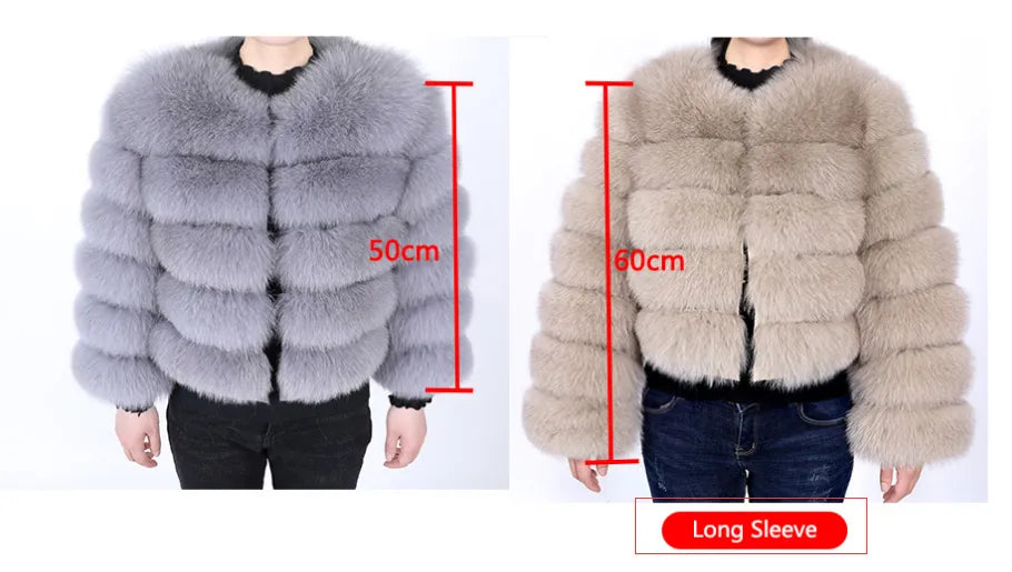 Real Fox Fur Coat Women Winter Warm Luxury Fur Jacket Plus