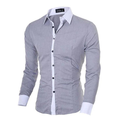 NEW Men's Shirt: Long Sleeve Casual Solid Multi-Button, Slim Fit Dressy Two Color Shirts