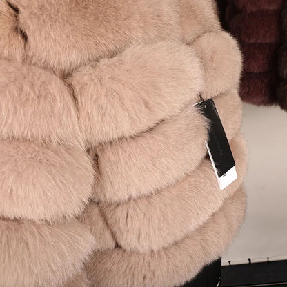 Real Fox Fur Coat Women Winter Warm Luxury Fur Jacket Plus