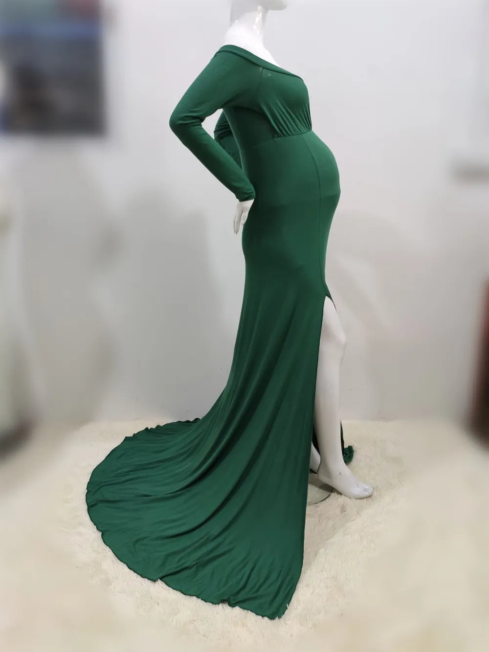 Shoulder-less Maternity Dresses Maxi Gown Long