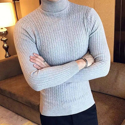 Men Casual Style Wool Turtleneck Warm Cotton Sweaters