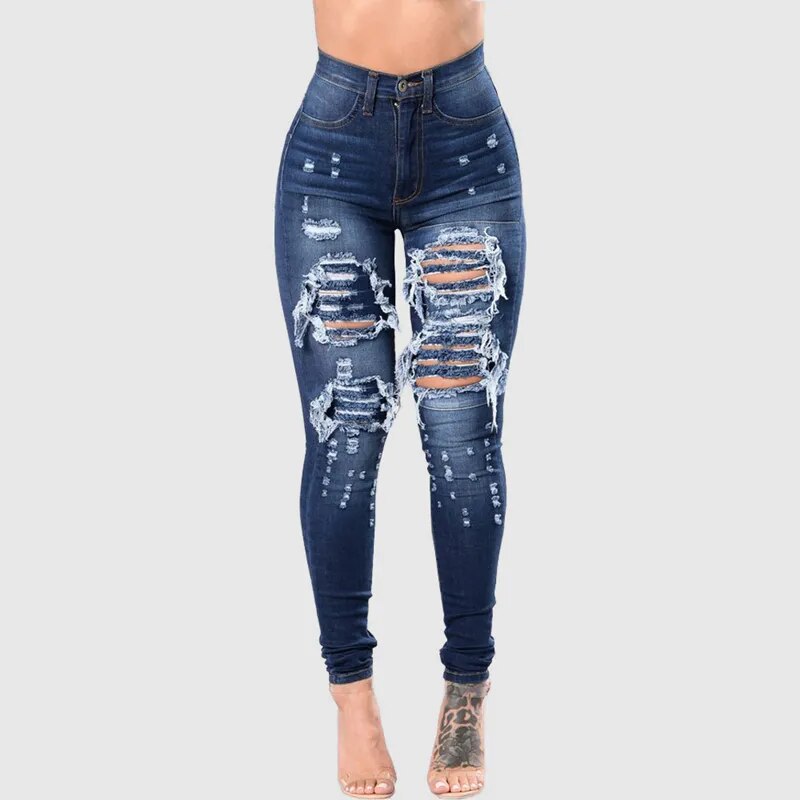 Ripped skinny denim casual pencil Jeans