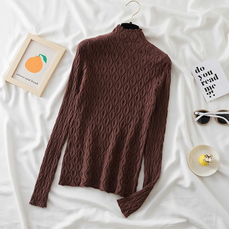 Short Turtleneck Warm Pullover Slim Knitted Sweater