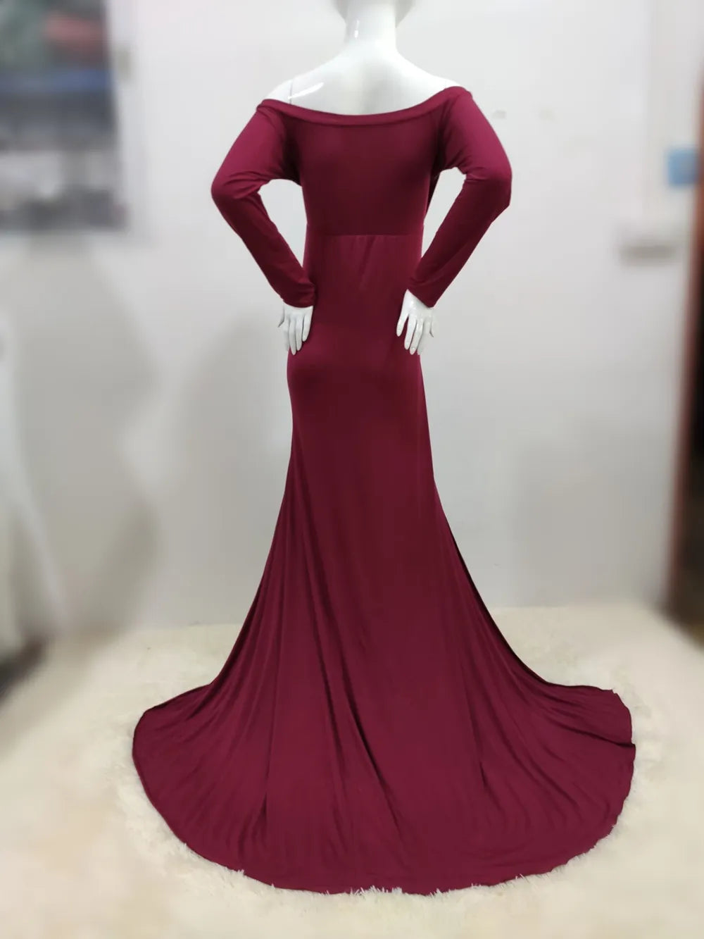 Shoulder-less Maternity Dresses Maxi Gown Long