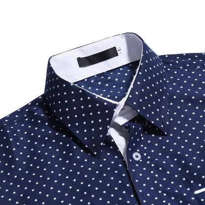 Slim Fit, Men's Long Sleeve Shirt with Star Print