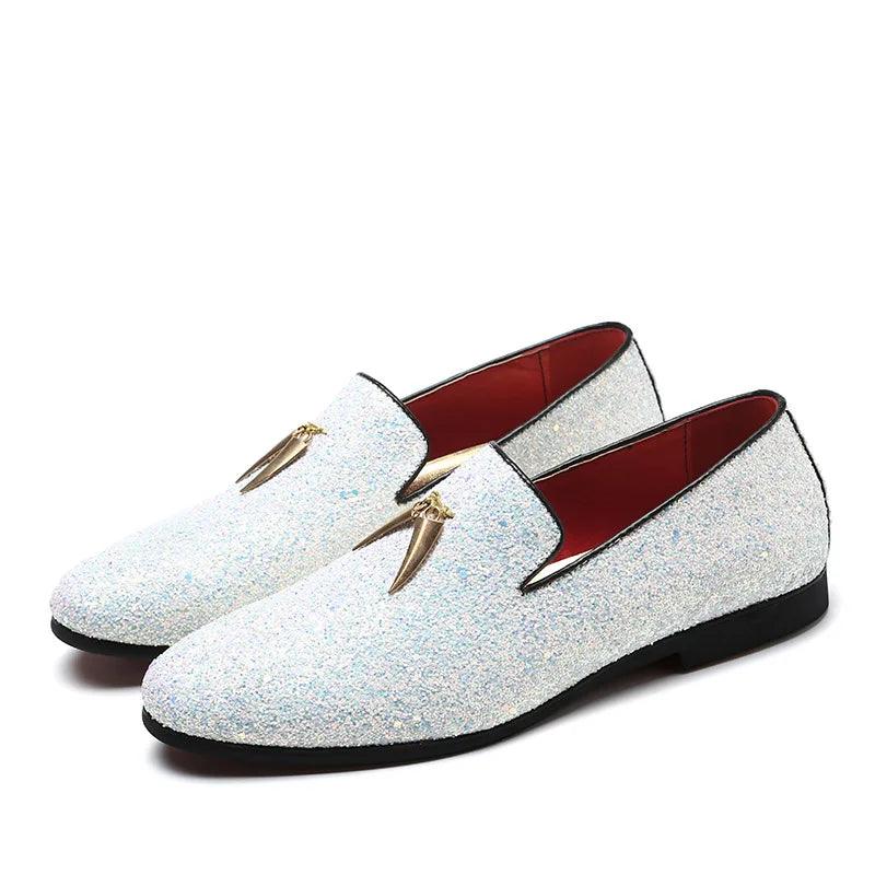 Glittering Tassel Loafers: Stylish Slip-On Pointed Men's Casual Shoes