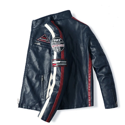 Men's PU Motorbike Racing Jacket: Padded, Thin Stylish