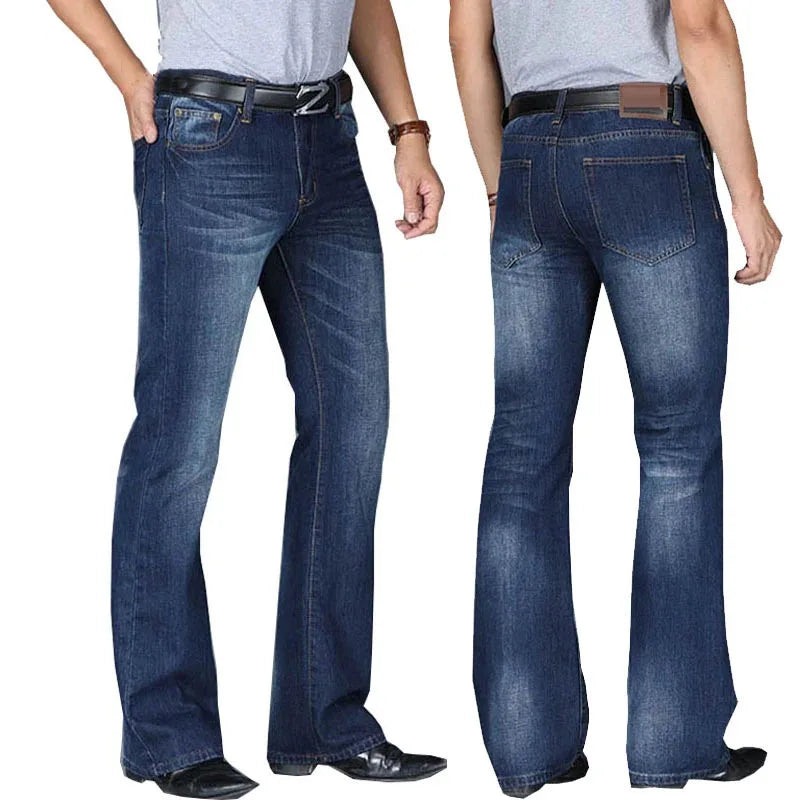 Men's Boot Cut, High Waist, Loose Fit Denim Cotton Blended Jeans