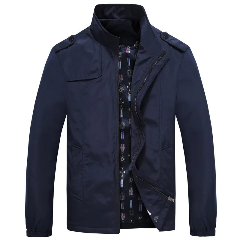 Stylish Men's Spring Jacket: Casual Pilot Zip Design Windbreaker