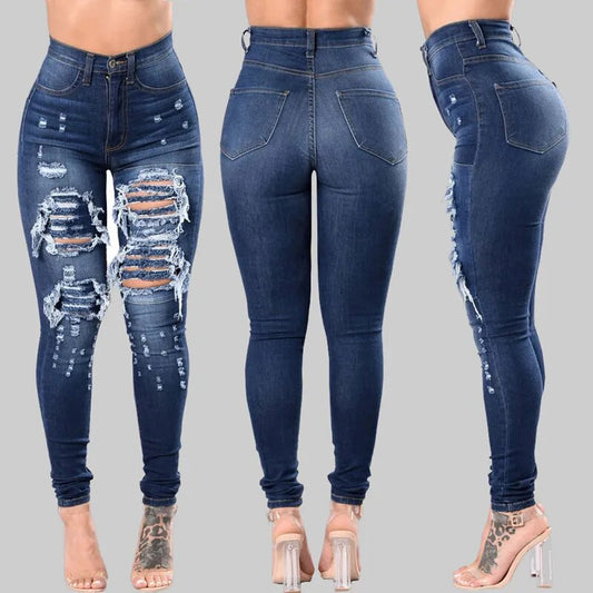 Ripped skinny denim casual pencil Jeans