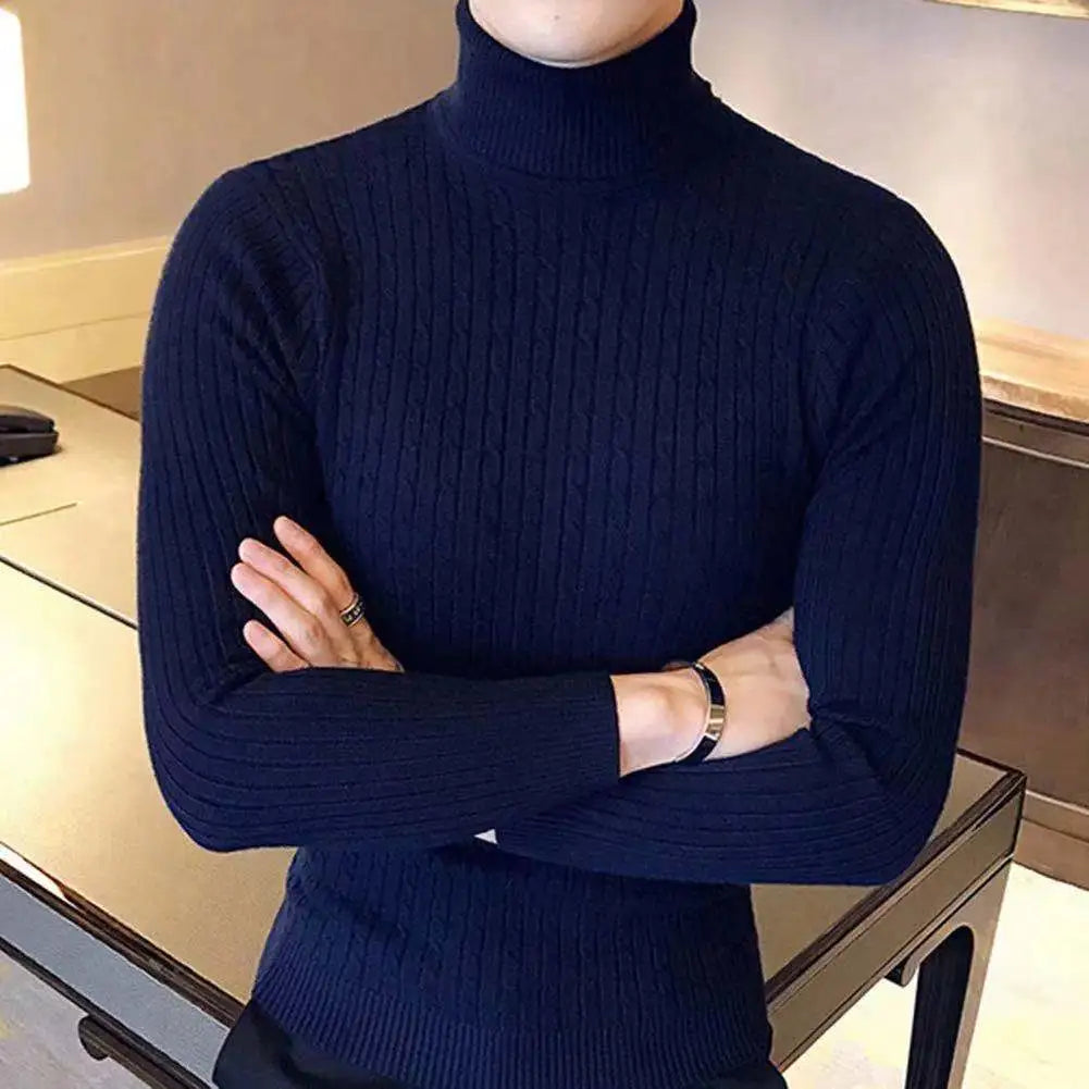 Men Casual Style Wool Turtleneck Warm Cotton Sweaters