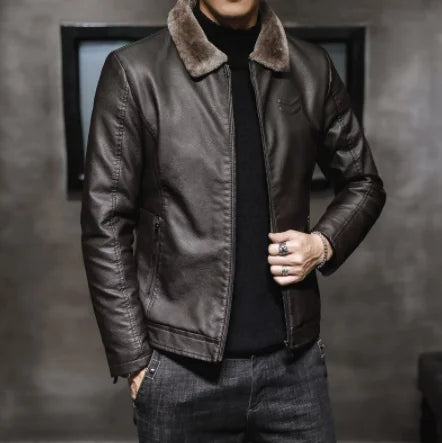 Men's Shearling Leather Jacket RAF Style with Fur