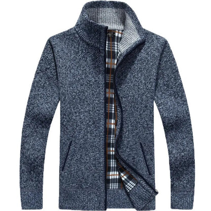 Winter Men's Wool Cardigan Zipper Knitted Thick Casual