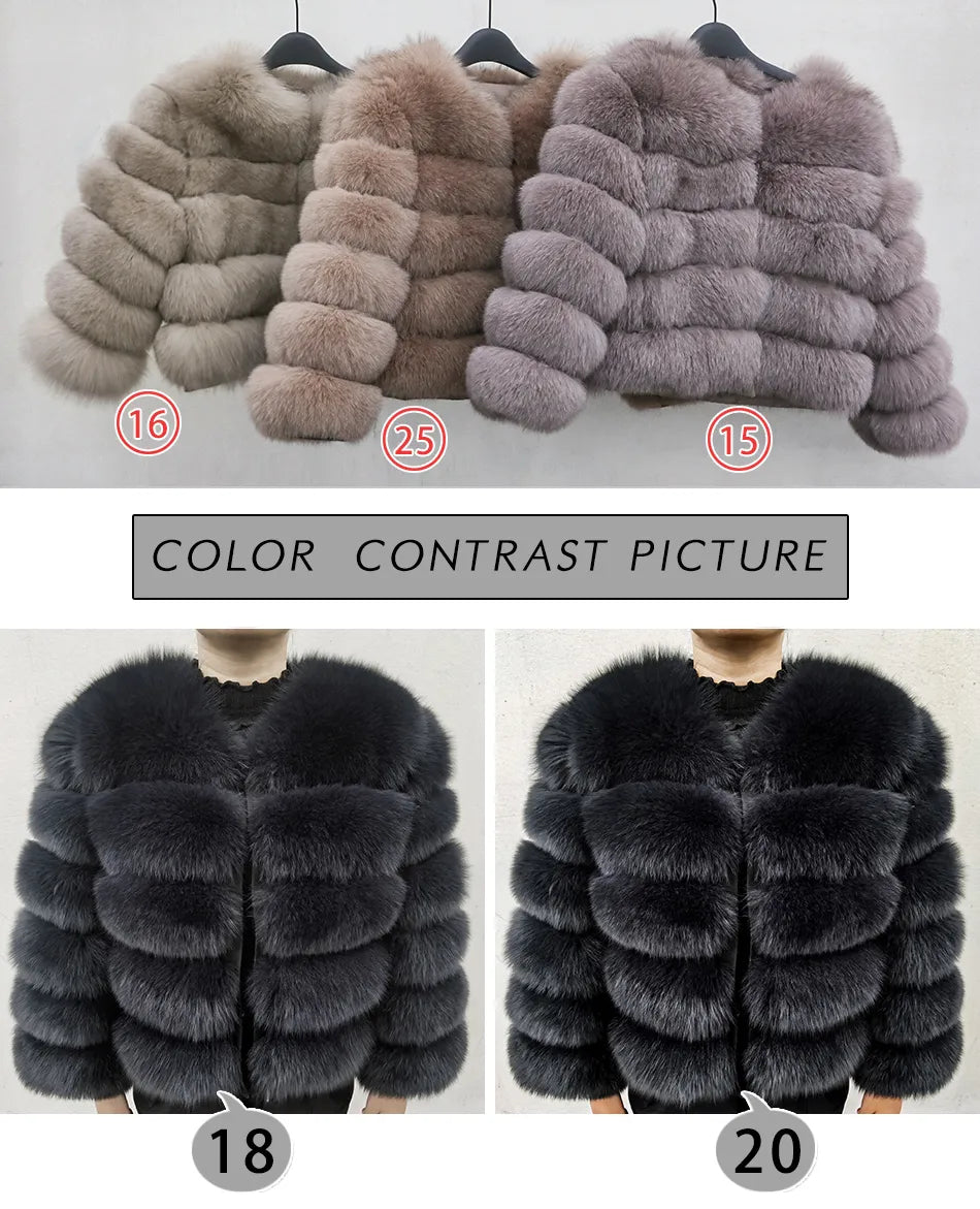 Real Fox Fur Coat Women Winter Warm Luxury Fur Jacket Plus