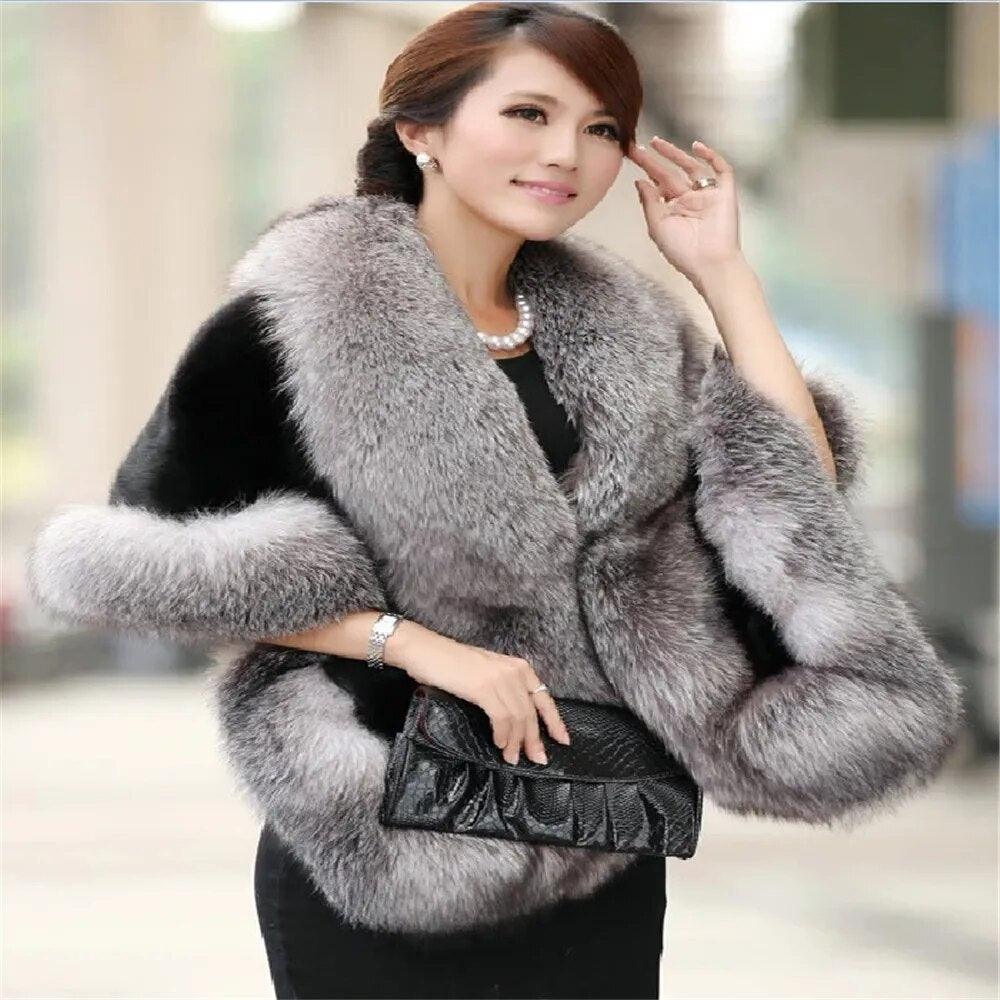 Faux Fur Wraps Coat White Shrug Women Jacket