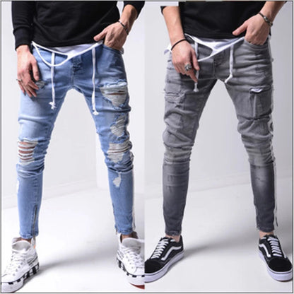 New Slim Men's Denim Jeans Ripped Style