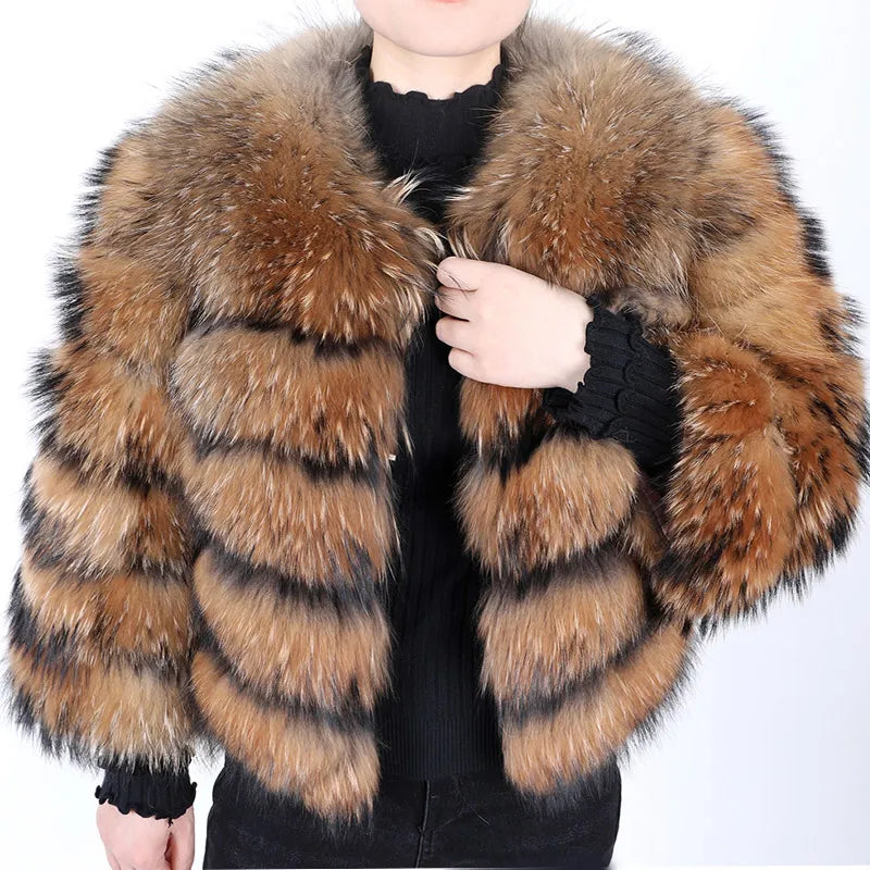 Real Fox Fur Coat Women Winter Warm Luxury Fur Jacket Plus