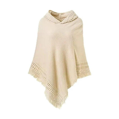 Knit Hooded Poncho Shawl Sweater