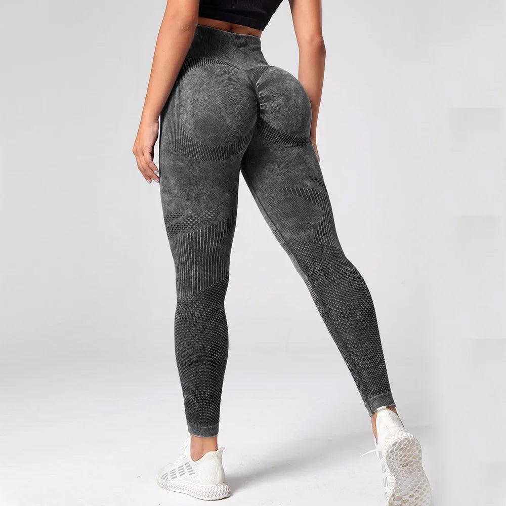 Seamless High-Waist Yoga Pants: Sand Wash, Peach Hip Lifting, Fitness Wear