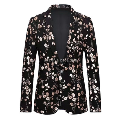 High-Quality Gentleman Floral Men's Blazer Jackets