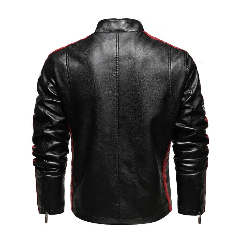 Men's PU Motorbike Racing Jacket: Padded, Thin Stylish