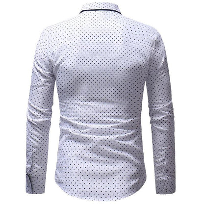 Slim Fit, Men's Long Sleeve Shirt with Star Print