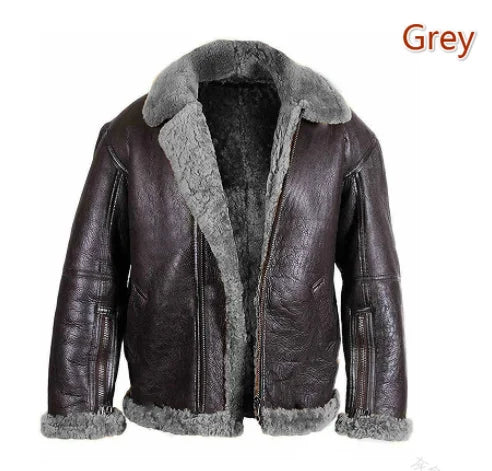 Men's Shearling Leather Jacket RAF Style with Fur