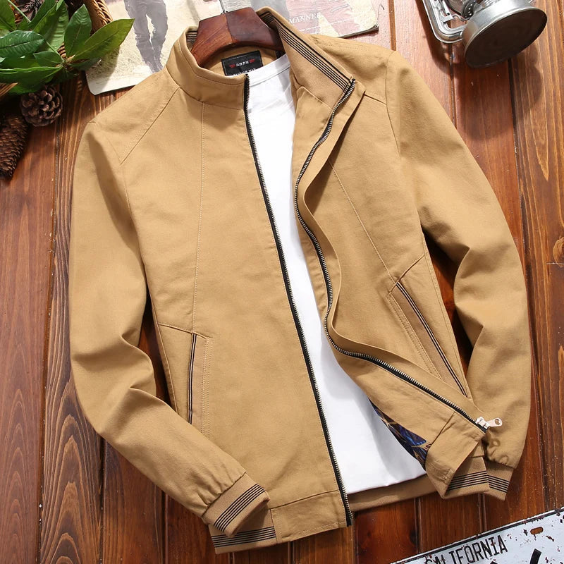 Spring Men's Slim Fit Washed Cotton Baseball Jacket