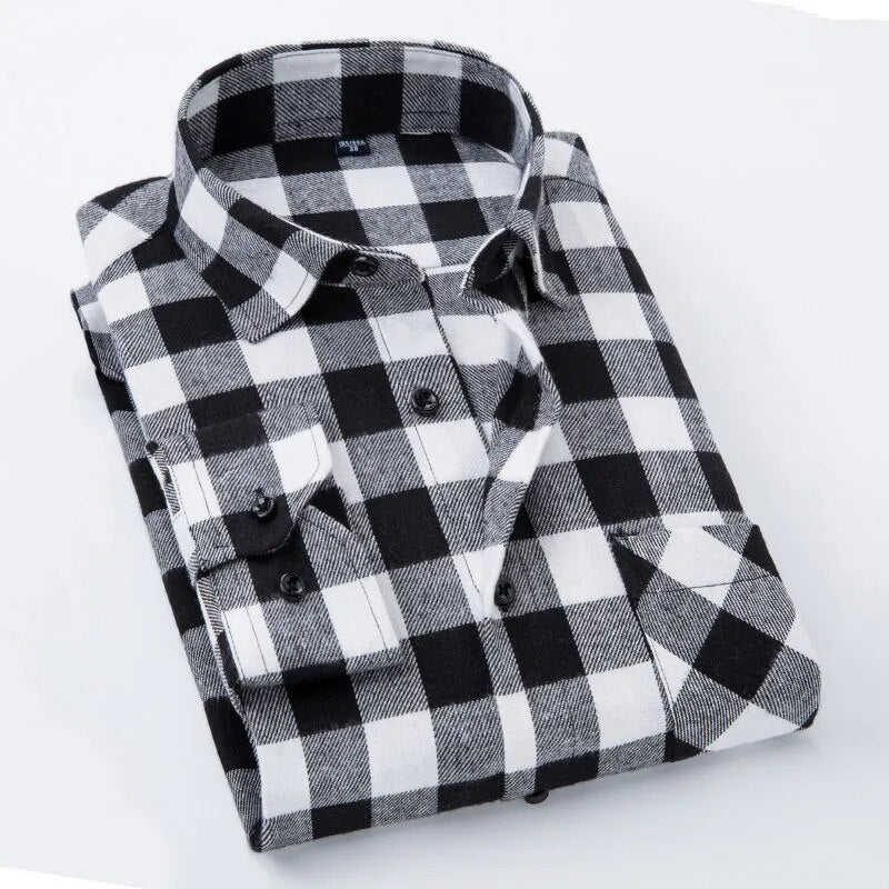 Men's Winter Flannel Checkered Shirts Long Sleeve