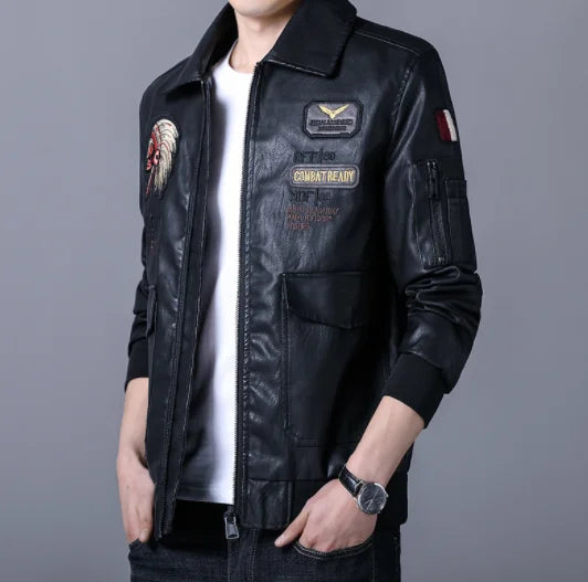 Men's Shearling Leather Jacket RAF Style with Fur