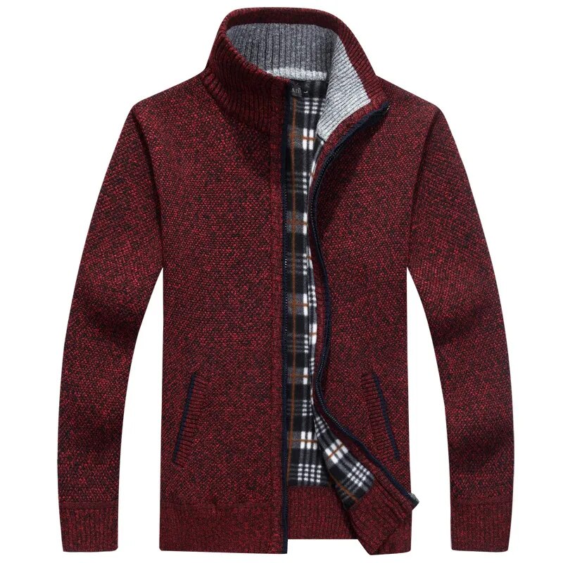 Winter Men's Wool Cardigan Zipper Knitted Thick Casual