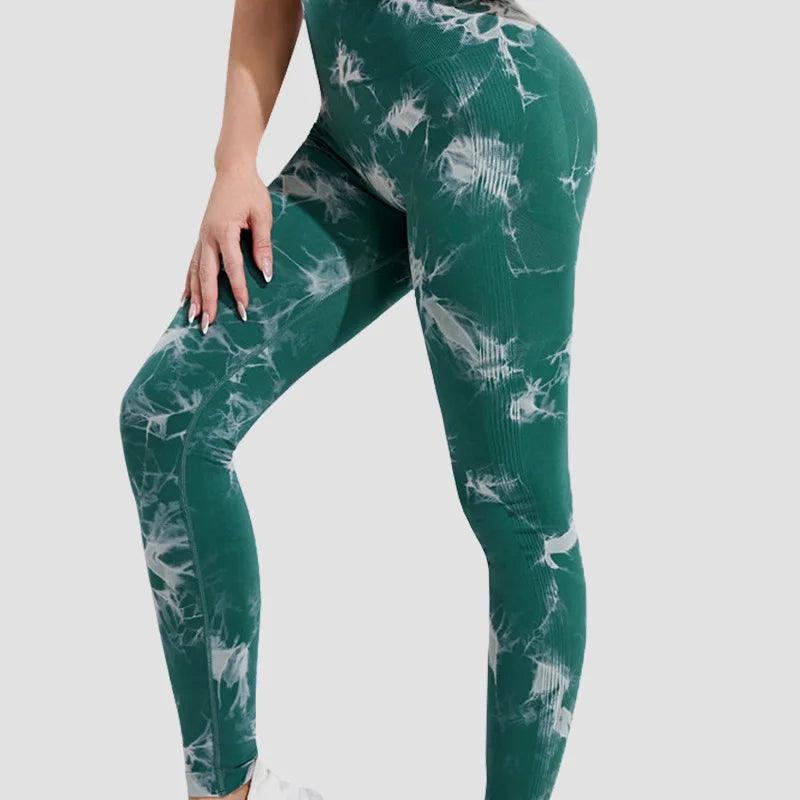 Stylish Tie Dye V Cut Fitness Leggings: Push Up Design, Gym-Ready, Seamless Yoga Pants