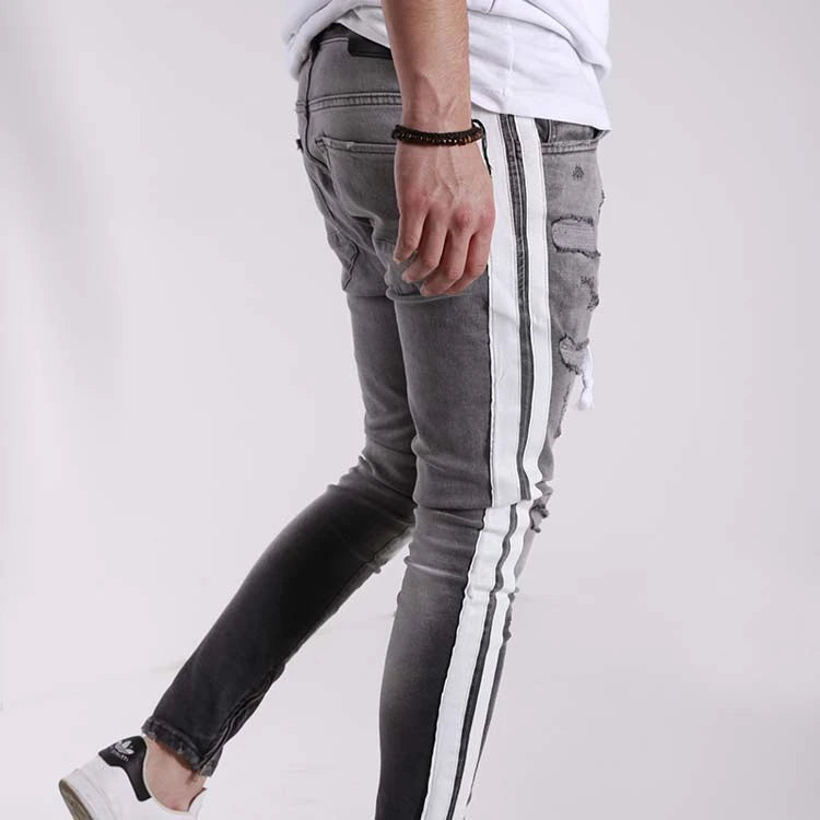 New Slim Men's Denim Jeans Ripped Style