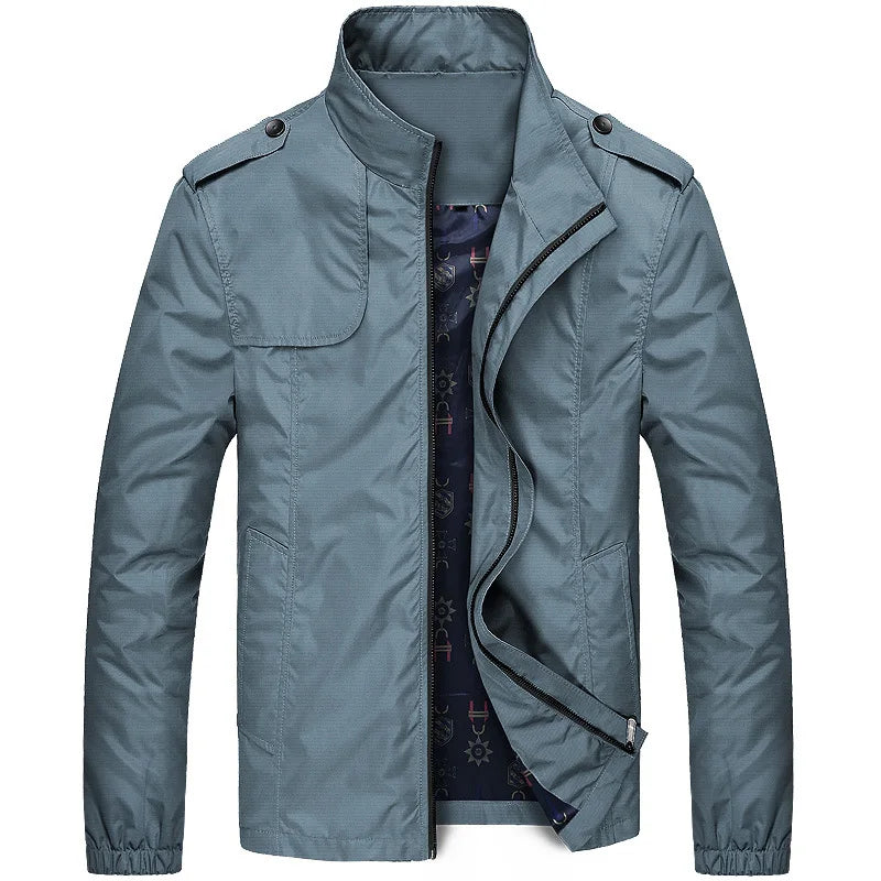 Stylish Men's Spring Jacket: Casual Pilot Zip Design Windbreaker