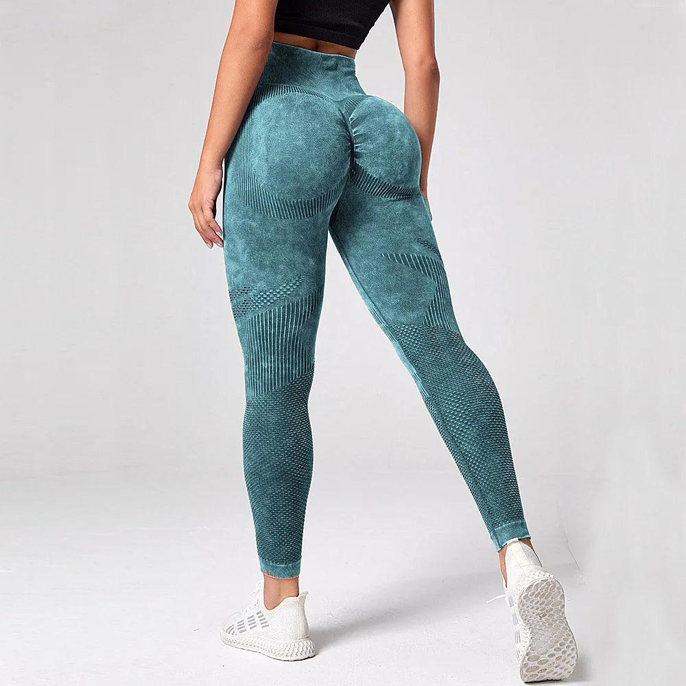 Seamless High-Waist Yoga Pants: Sand Wash, Peach Hip Lifting, Fitness Wear