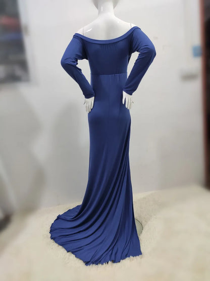 Shoulder-less Maternity Dresses Maxi Gown Long